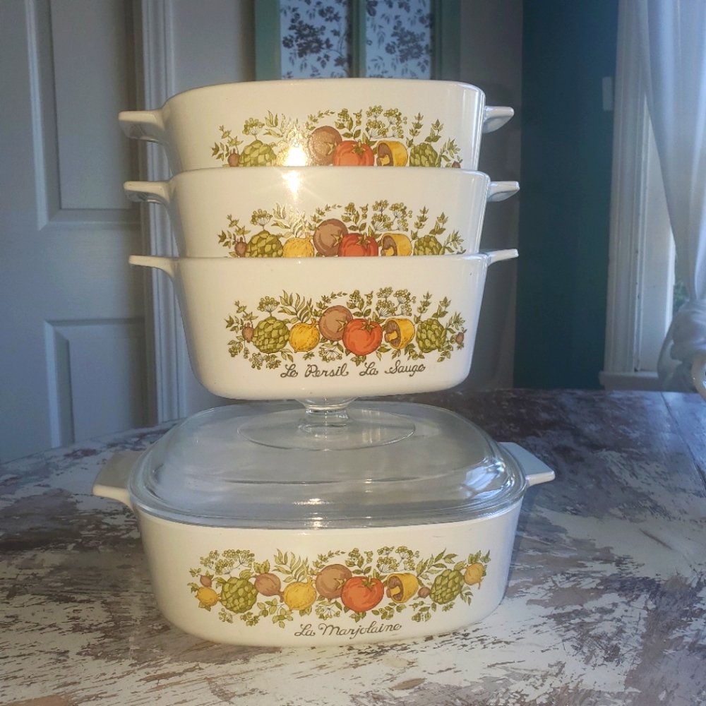 Vtg Corningware Spice of Life L’Echalote La Marjolaine  set of 4